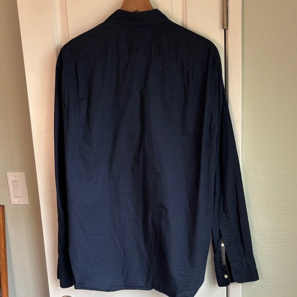 J.Crew Navy Micro-Dot Cotton Button-Up Shirt‎ Men's XL